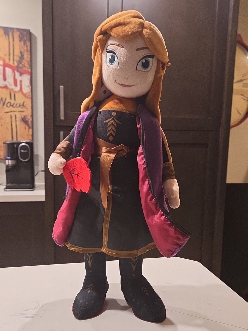 Disney Princess Anna-Inspired Plush Doll - Black, Purple,Pink Cape- Stands-22 In
